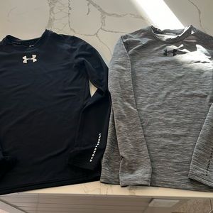 Boys Under Armour long sleeve cold gear shirts size Youth XL. Gray & Black
